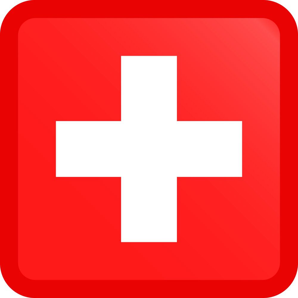Switzerland Flag Button Square Medium