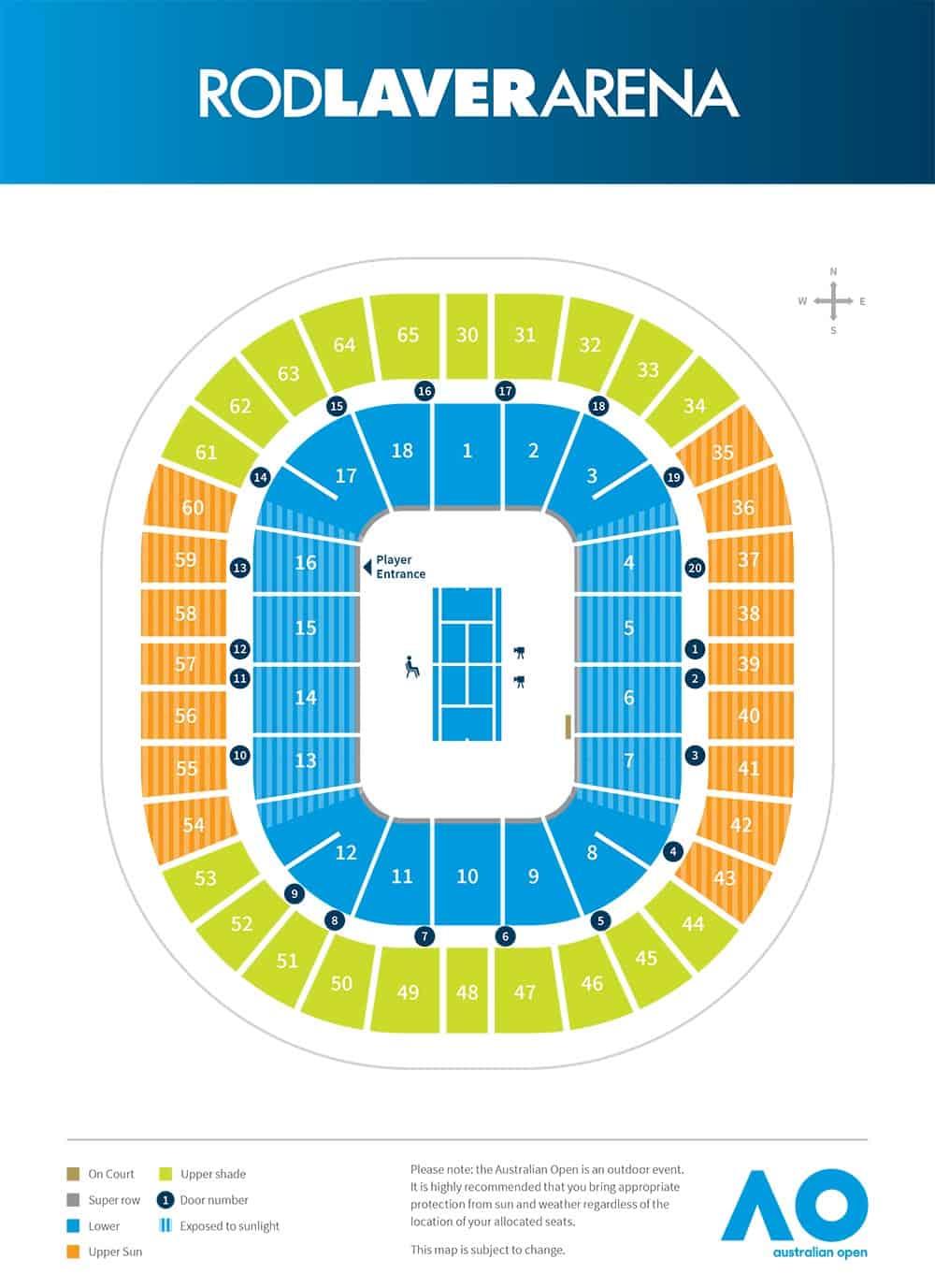 Rod Laver Arena Seating Map 2020